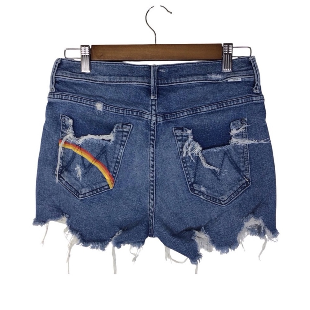 MOTHER High Waisted Slit Chew Short in Learning to Hula Size 28.